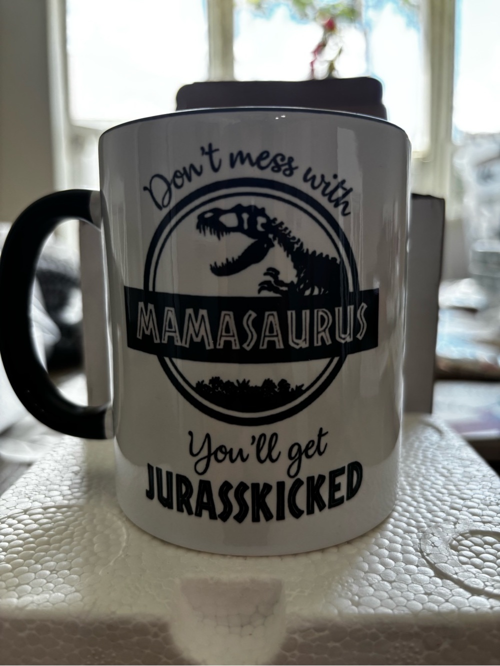 Mamasaurus Ceramic Coffee Mug - Black and White